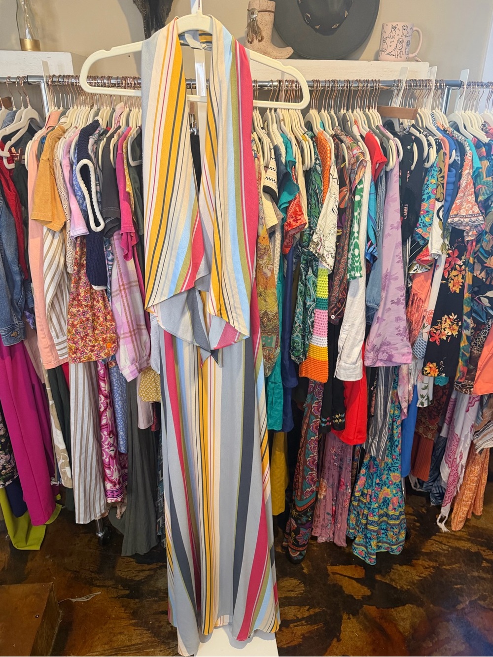 NWT Lulu's Esplanade Multicolor Striped Halter Backless Maxi Dress - Picture 4 of 7